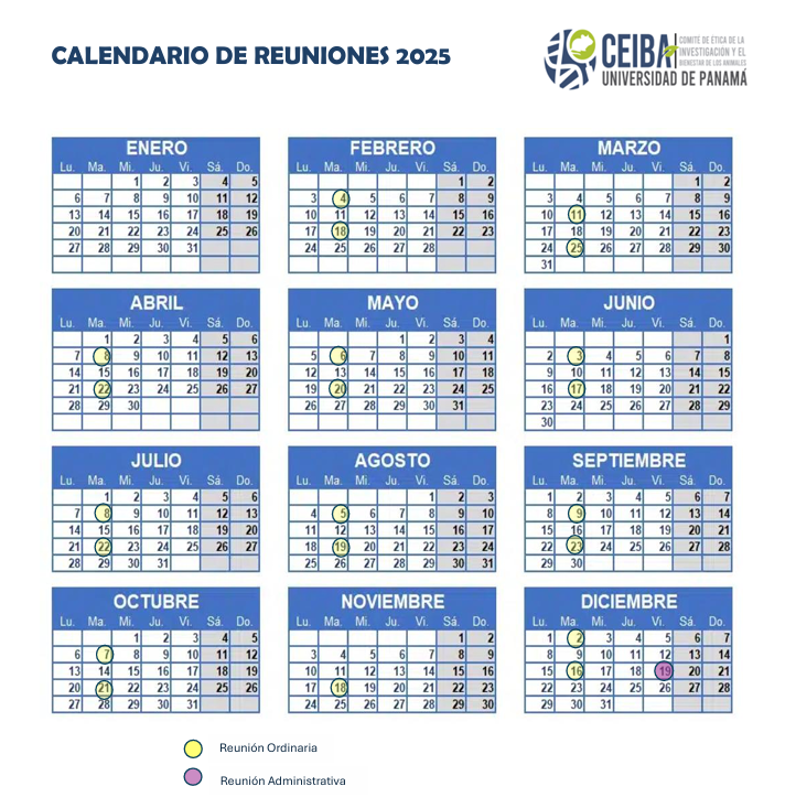 Calendario Ceiba 2025